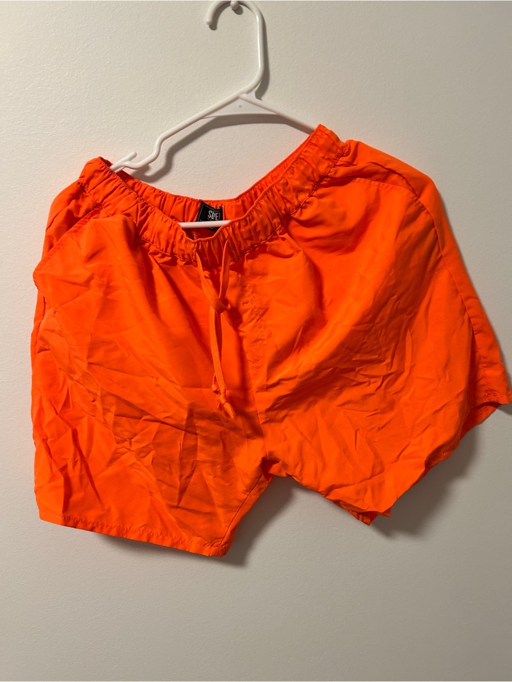 Men Bright Orange Drawstring Shorts
